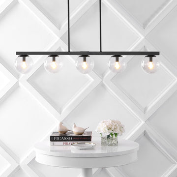Luca Parisian 45.5" Modern Glam Iron Globe Linear LED Pendant - JONATHAN Y